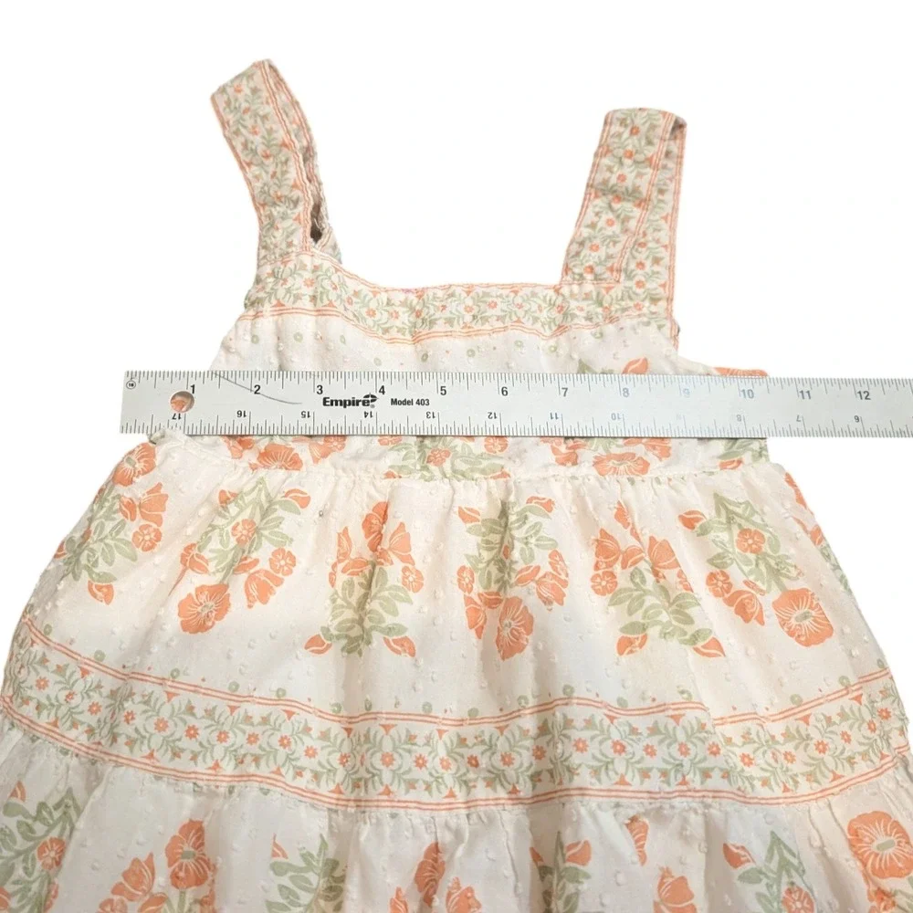 Tommy Bahama Girls Floral‎ Tiered Swiss Dot Dress Peach Green Cotton Size 5T